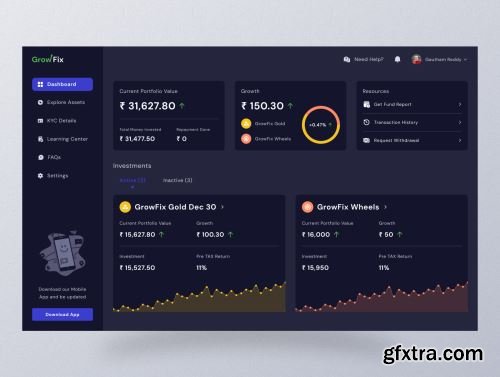 GrowFix: Financial Dashboard UI Kit Ui8.net