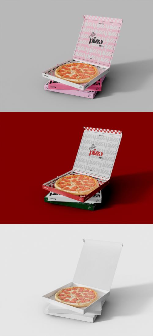 Stacked Cardboard Pizza Boxes Mockup 642126147