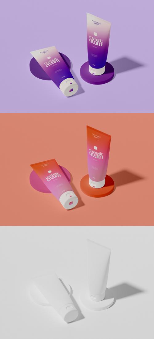 Cosmetic Creams on Podium Mockup 642122293