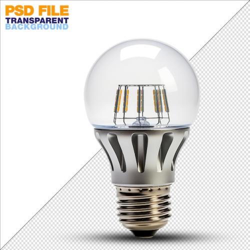 Premium PSD | A led light bulb placed horizontally transparent background Premium PSD