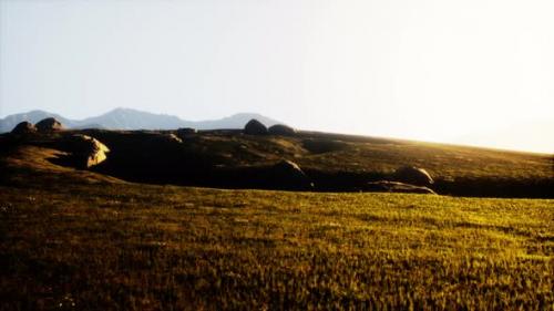 Videohive - High Mountain Summer Landscape and Meadow with Huge Stones Among the Grass - 48368493 - 48368493