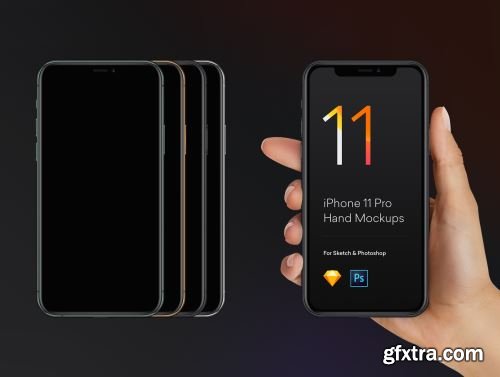 Hand Mockups iPhone 11, S10, Pixel 4 Ui8.net