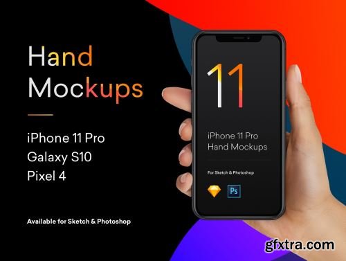 Hand Mockups iPhone 11, S10, Pixel 4 Ui8.net