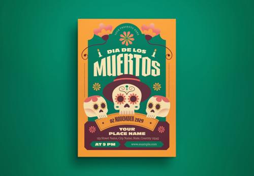 Yellow Green Flat Design Dia De Los Muertos Layout 642011592