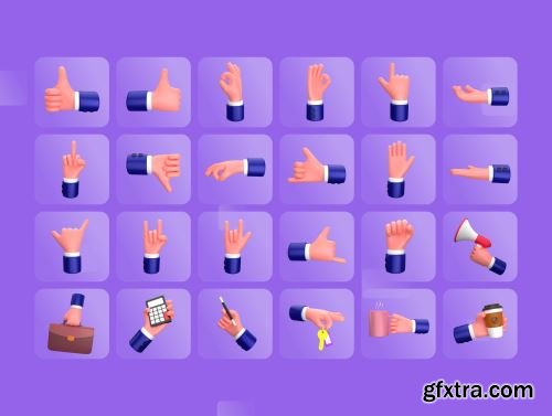 Hand Gestures - 3D Illustration Ui8.net