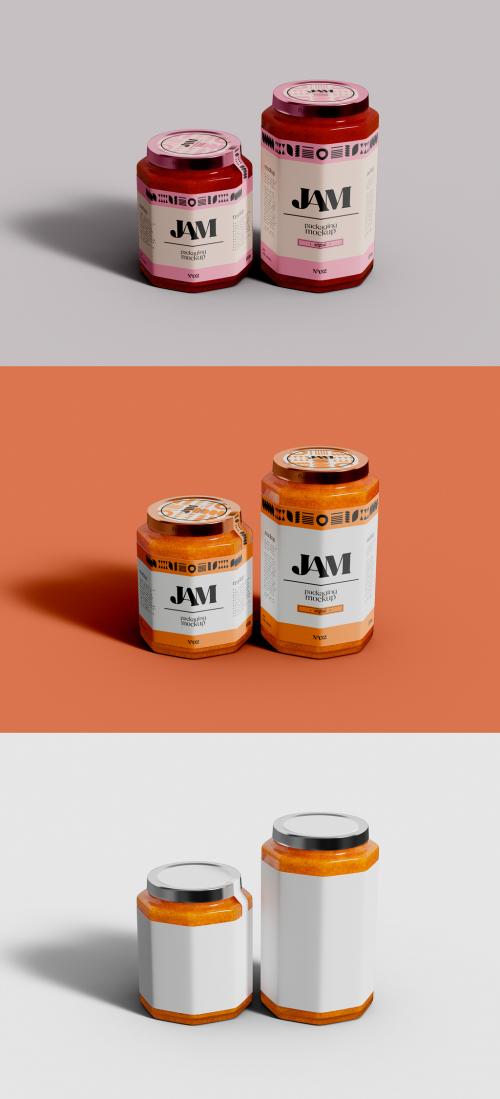 Different Size Jam Jar Mockup 642119818