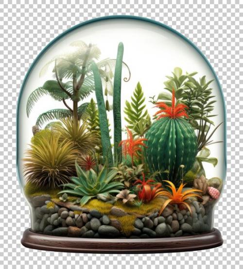 Premium PSD | Terrarium isolated on transparent background Premium PSD