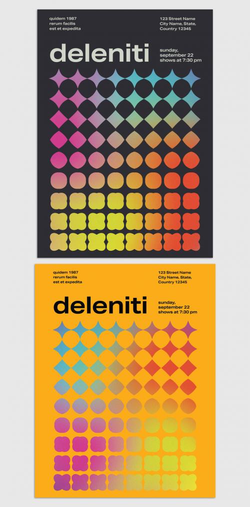 Vintage Poster Layout Design with Gradient Shape Patterns 641855597