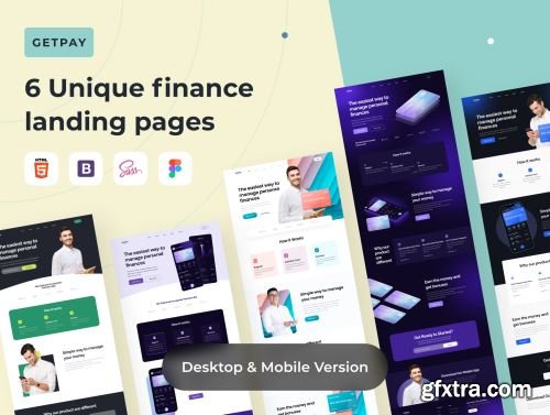 GetPay - 6 Unique Finance Landing Pages Ui8.net