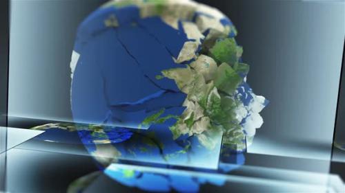 Videohive - Abstract Earth Globe Pieces 3D Rendering - 48369139 - 48369139