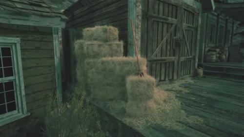 Videohive - A Rustic Barn with Hay Bales in the Foreground - 48386794 - 48386794