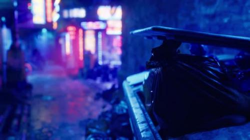 Videohive - Bags of Rubbish Lie Under Neon Lights - 48387029 - 48387029