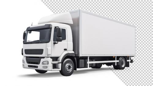 Premium PSD | Mockup of a white truck Premium PSD