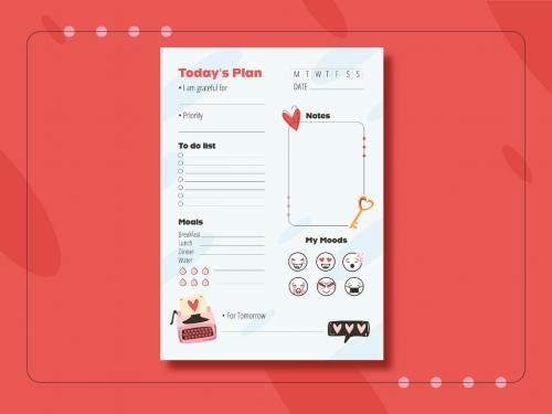 Girly Doodle Daily Planner Template 640954408