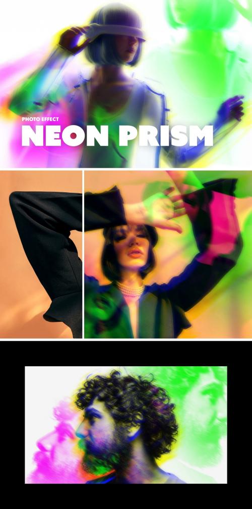 Neon Prism Photo Effect Mockup 642085131