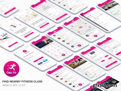 GET FIT - Find NearBy Fitness Classes App UI Kit Ui8.net