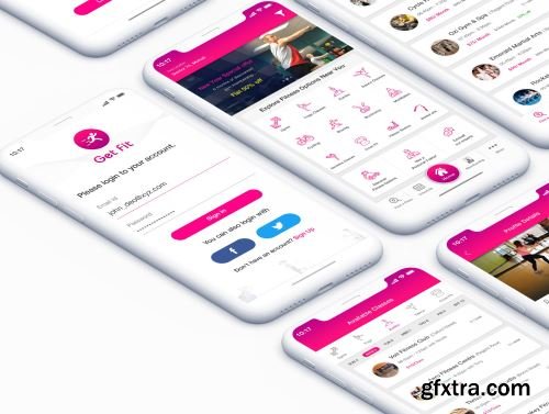 GET FIT - Find NearBy Fitness Classes App UI Kit Ui8.net