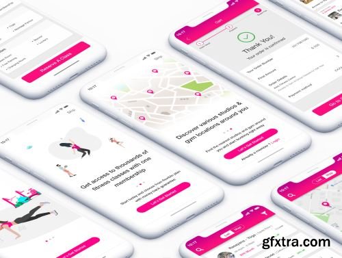 GET FIT - Find NearBy Fitness Classes App UI Kit Ui8.net