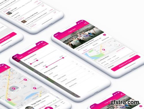 GET FIT - Find NearBy Fitness Classes App UI Kit Ui8.net