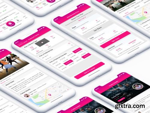 GET FIT - Find NearBy Fitness Classes App UI Kit Ui8.net