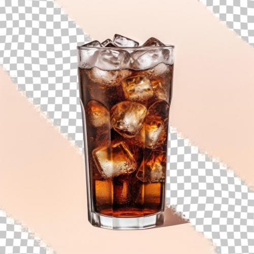 Premium PSD | A glass of cola with ice and ice cubes on it. Premium PSD