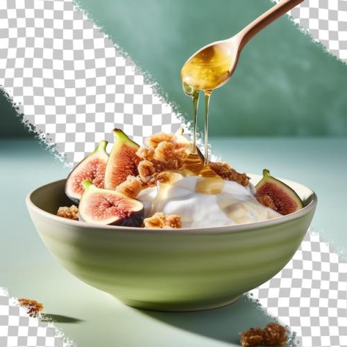 Premium PSD | A bowl of fruit salad with a spoon in it that says Premium PSD