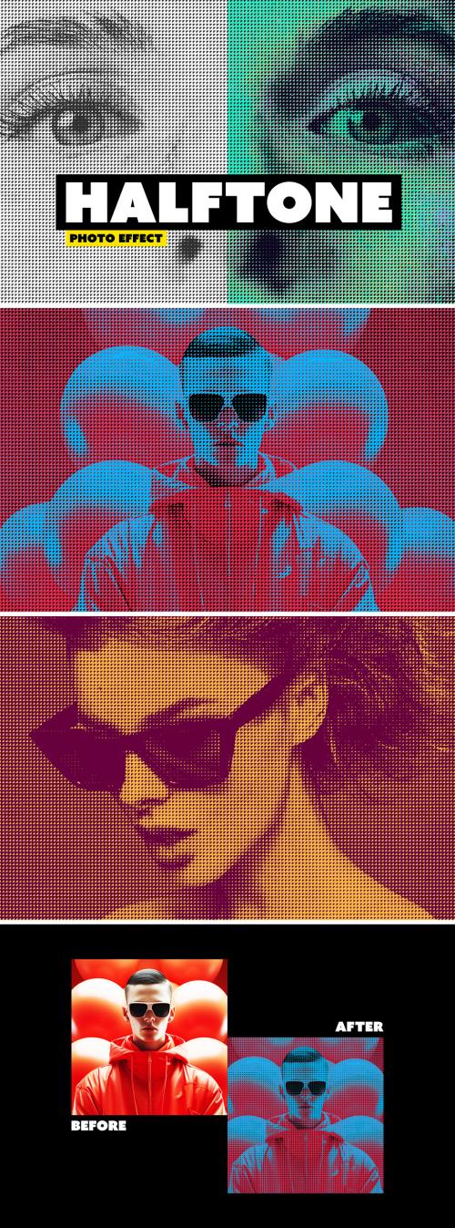 Geometric Halftone Photo Effect Mockup With Generative Al Preview 642084810