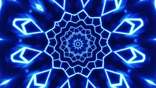 Videohive - Blue and black abstract background with star design. Kaleidoscope VJ loop - 48301695 - 48301695