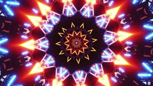 Videohive - Very large star shaped object with many lights on it. Kaleidoscope VJ loop - 48301696 - 48301696