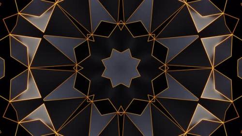 Videohive - Black and yellow abstract background with star pattern. Kaleidoscope VJ loop - 48301699 - 48301699