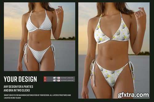 Beach Bikini Mockups. Swimsuit Two Piece LHC44GH