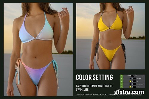 Beach Bikini Mockups. Swimsuit Two Piece LHC44GH