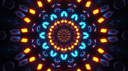 Videohive - Colorful animation design is shown in the dark. Kaleidoscope VJ loop - 48301712 - 48301712