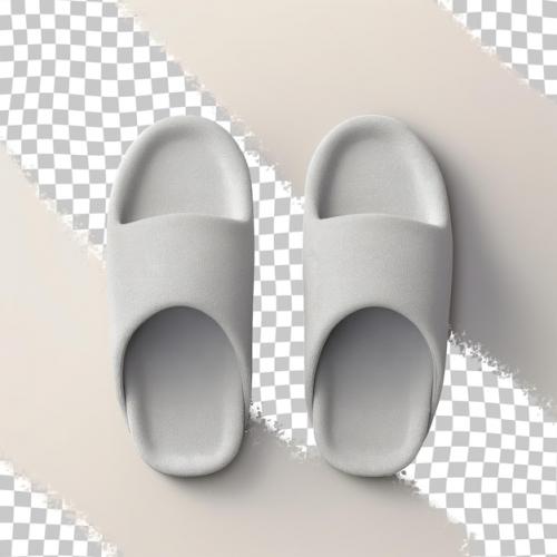 Premium PSD | Gray home slippers mockup isolated on transparent background warm bed shoes Premium PSD