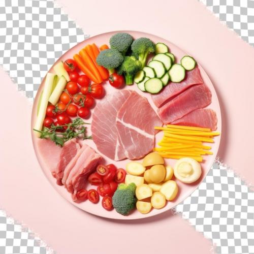 Premium PSD | Healthy dinner with sliced meat and vegetables Premium PSD