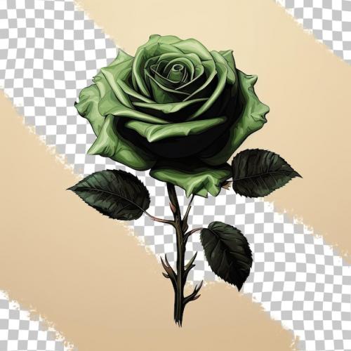 Premium PSD | Horizontal floral poster greeting cards headers and website featuring an isolated black rose with a green leaf on a transparent background Premium PSD