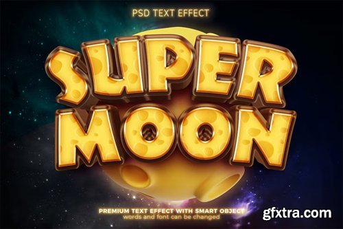 Super Moon Cartoon 3D Editable Text Effect