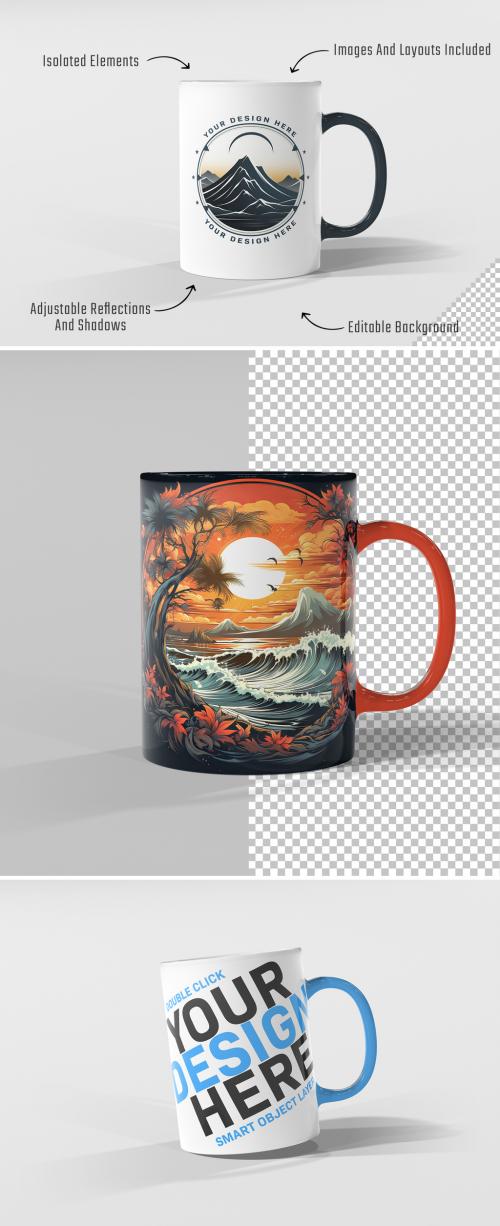 Mug Mockup With Isolated Shadows And Reflections 641979604