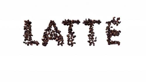 Videohive - Animated Typeface Out Of Coffee Beans The Text Latte With Alpha Channel - 48309551 - 48309551