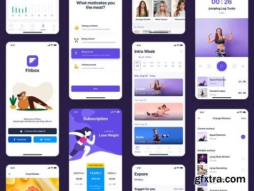 Fitbox - Workouts & Meal Planner UI Kit Ui8.net