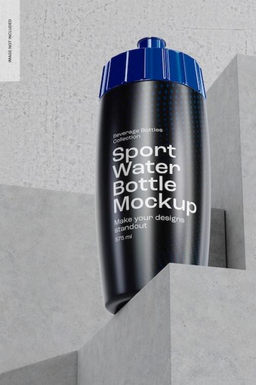 Premium PSD | 575 ml sport water bottle mockup, low angle view Premium PSD