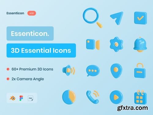 Essenticon - 3D Essential Icons Ui8.net