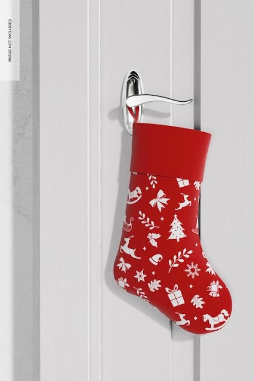 Premium PSD | Christmas stocking mockup, hanging Premium PSD