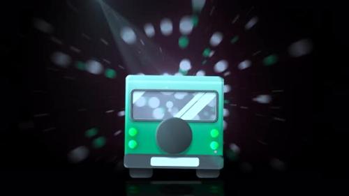 Videohive - Bus rides in stream of particles on black background - 48310255 - 48310255