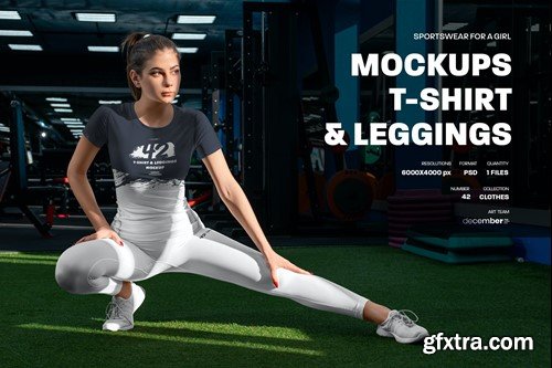 Sports T-Shirts and Leggings Mockup RWDBTNB