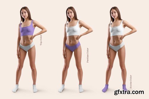 Mockups Woman Underwear. Top and Panties 9E643RS