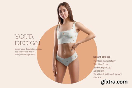 Mockups Woman Underwear. Top and Panties 9E643RS