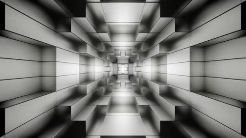 Videohive - Gray And Black Neon Glowing Sci-Fi Spiraled Room Background Vj Loop In HD - 48317825 - 48317825