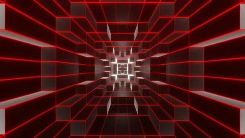 Videohive - Black And Red Neon Glowing Sci-Fi Spiraled Room Background Vj Loop In 4K - 48317828 - 48317828