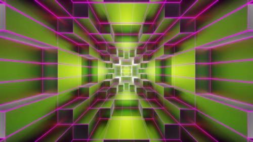 Videohive - Lime And Pink Neon Glowing Sci-Fi Spiraled Room Background ...